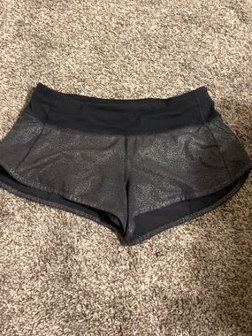 lululemon athletica Black Shimmer Running Shorts